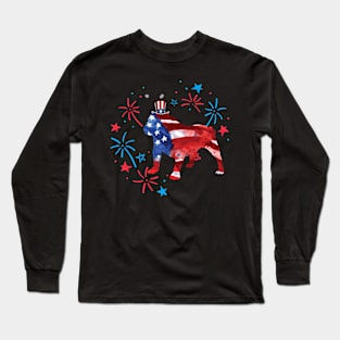 Bulldog Uncle Sam Hat 4Th Of July Long Sleeve T-Shirt